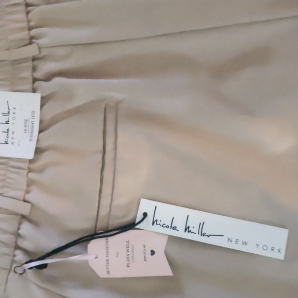 Nicole Miller High Rise Straight Leg Dress Women Pants. Color Taupe/Tan. Size L. - Picture 6 of 11